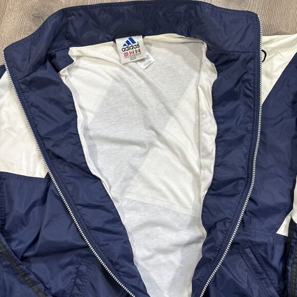 VTG 90s Adidas Full Zip Windbreaker Jacket Colorblock Spellout Lined Track Sz XL - Picture 7 of 9
